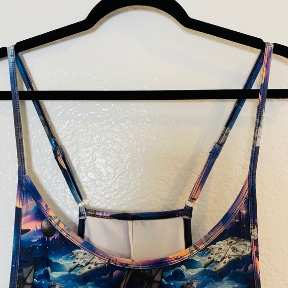 The Legging Lass Star Wars Theme Jumpsuit Overalls Womens 2XL Blue Sci-Fi Baggy - Picture 2 of 11